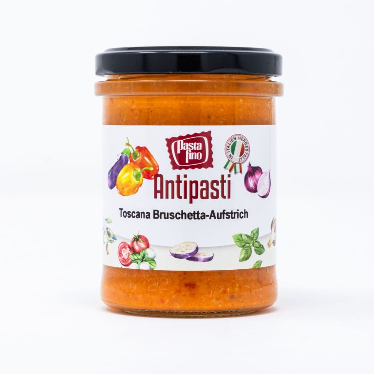 Antipasti Bruscetta,  gelbe und rote Paprika