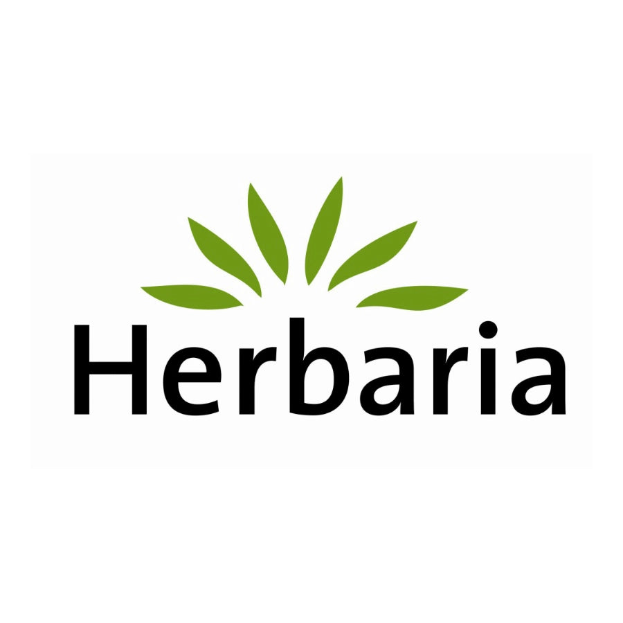 Herbaria-Logo mit grünen Blättern.