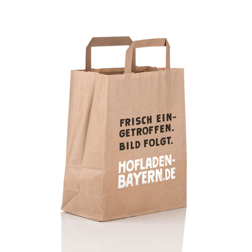 Papiertüte mit Aufdruck "Hofladen Bayern".
