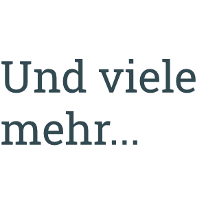 Text: "Und viele mehr..."